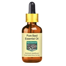 Devprayag Pure Basil Essential Oil (Ocimum basilicum) with Glass Dropper Natural Therapeutic Grade Steam Distilled 5ml (0.16 oz)