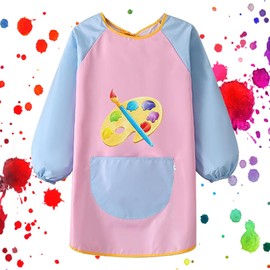 SHIQUAN Children's Painting Apron, Children's Painting Apron, Waterproof Painting Apron, Long Sleeve Painting Apron Children for 6-12 Years, Craft Apron Children for School Art Painting Cooking Food