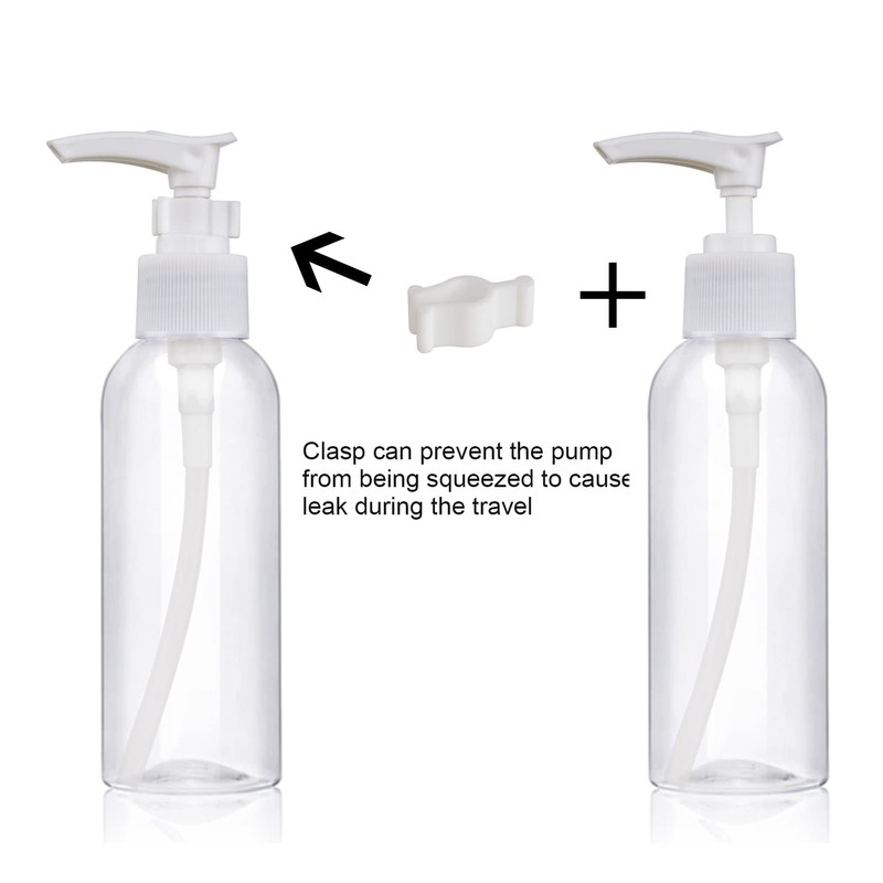 5 Pack Travel Bottles Pump Bottles Dispenser 3.4oz/100ml Plastic Lotion