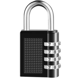 IDEALUX Padlock Combination Locks, 1 Piece, Locks with Combination Code, 4 Digits, Black Combination Padlocks, Weatherproof, Combination Lock, Large Numbers & Side Window, 80 x 44 mm