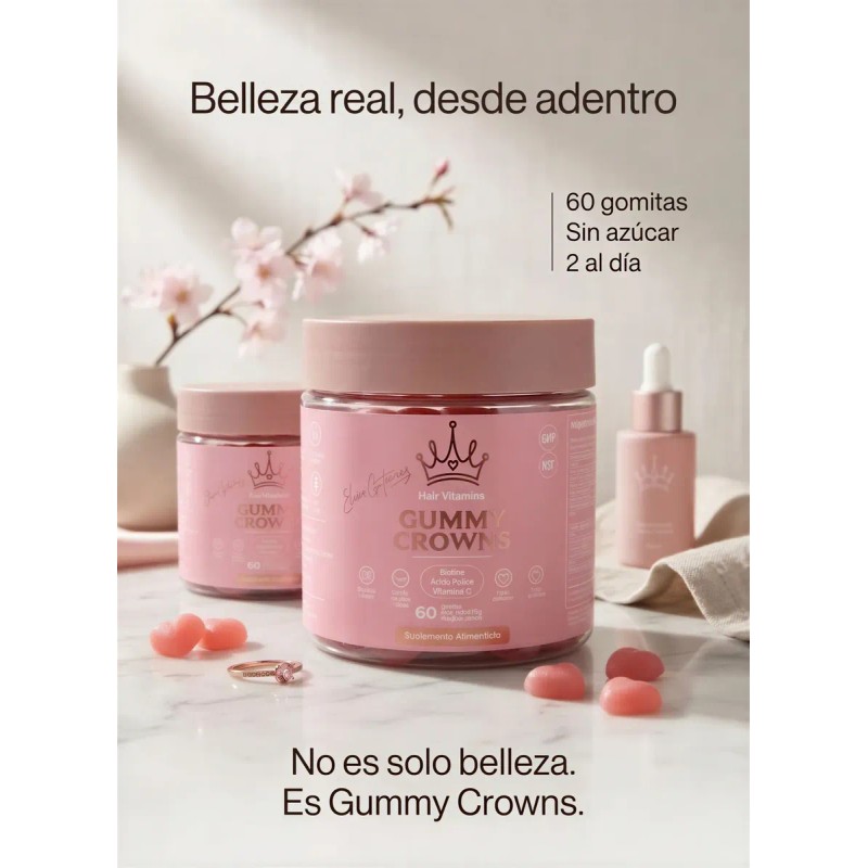 Vitaminas Para Cabello Gummy Crowns 60 Gomitas Forma Corazón