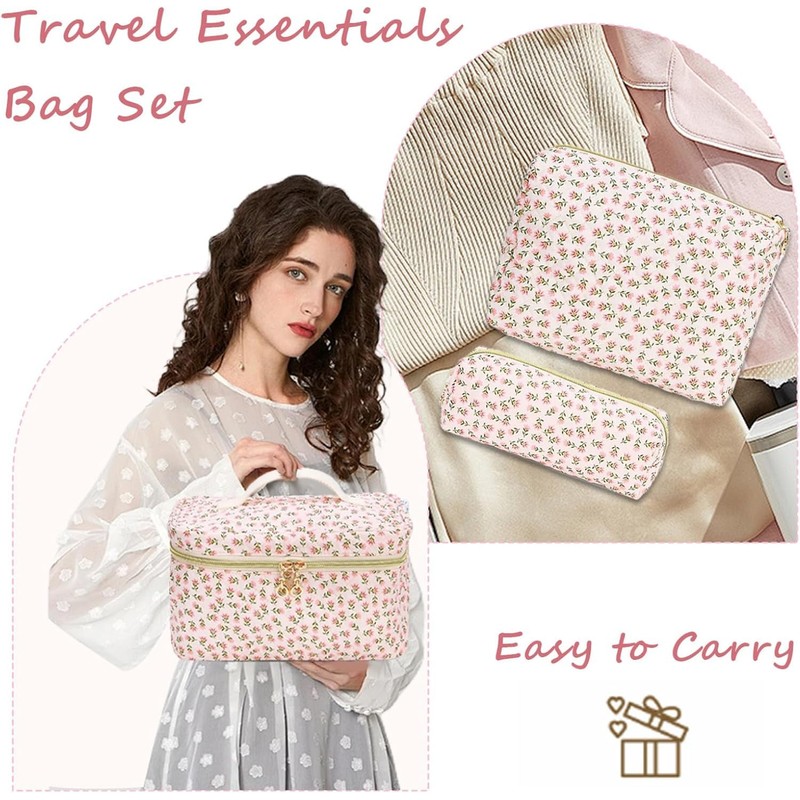 Guiran 3 Piece Cosmetic Bag Set for Women - Travel