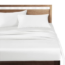 Fitted Sheet, Single, 100% Premium Cotton, Hotel Quality, Bed Sheet, Satin Weave, 300-Count High-Density Fabric, Mattress Cover, Bed Cover, Dust Mite Resistant, Antibacterial, Smooth, Soft, White