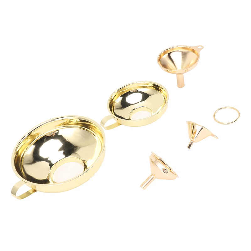 5 Pcs Funnel Set Stainless Steel Gold Plating Wide Mouth