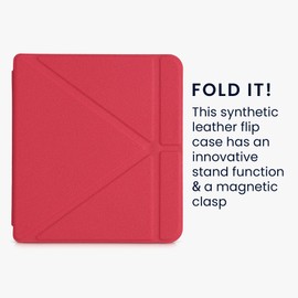 kwmobile Case Compatible with Tolino Vision 6 Case - Faux Leather Case - eReader Protective Case - Cover Dark Red