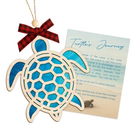 Sea Turtle Gifts for Women, Suncatcher Ornament with Story Card, Turtle Christmas Cards, Beach Gifts for Women, Beach Christmas Ornaments for Tree