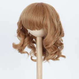 M MISS U HAIR 1/4 bjd wig, Missuhair Cute 7-8 Inch (for 17CM-19CM's head) 1/4 Doll Wig Short Brown MSD DOD Pullip Dollfie Wig Handmade Girl Doll Making Supplies