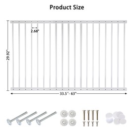 Gardenova Window Guards for Children, Fit 33.5"-63" Wide Window Security Bar, White Window Bars Security Inside, 29.92inch High Child Safety Window Guard (2 Piece)