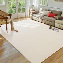 Softlife Washable Living Room Rug, 5x7 Creamy White Area Rugs for Bedroom, Soft Fluffy Fuzzy Carpet Bedside Rug Indoor Non-Slip Rug for Kids Home Decor Aesthetic Dorm Nursery