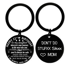 LLAFY Gifts for Daughter Birthday Keychain from Mom Drive Safe Keyring New Driver Gift from Mom Daughters Birthday Gift (21st Birthday Gifts for Daughter)