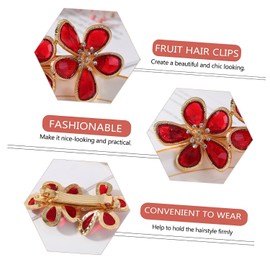 Austrian Crystal Bridal Hair Barrettes, Rhinestones Vintage Hair Clips, Sparkly Glitter Crystal Hairgrip Wedding Hair Headwear Accessories for Women Girls (Red)