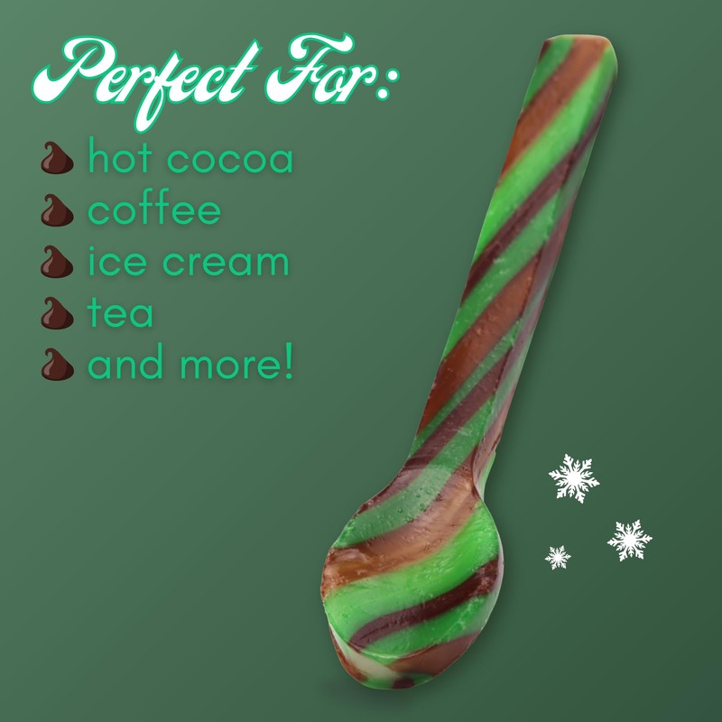 Mint Chocolate Candy Spoons, Hot Cocoa and Coffee Stir Sticks,