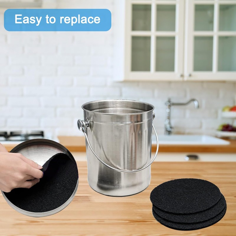 3 Pack Charcoal Filters for Compost Bucket, 6.7inch Compost Filter