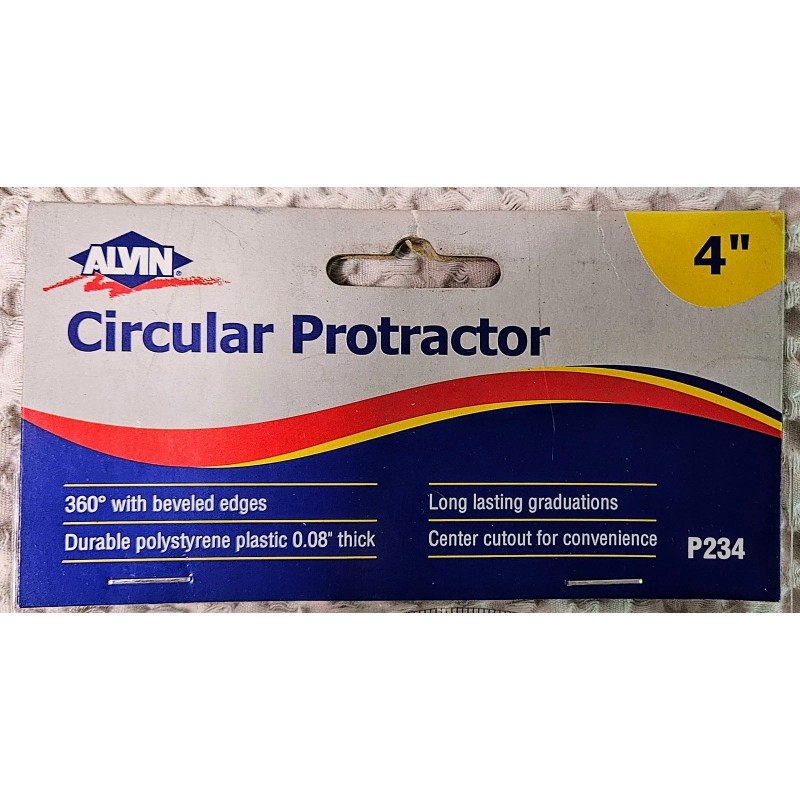 Alvin Drafting Circular Protractor 4" No. P236 Beveled Edges NEW