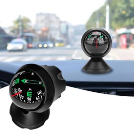 KUQUTIDY Car Compass Ball with Bottom Stick, Compass for Car Dashboard, Adjustible and Night Vision Car Digital Compass Dashboard for Find Direction, Car Dash Accessories for Boat Car Truck SUV