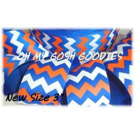 3" ROYAL ORANGE WHITE CHEVRON GROSGRAIN RIBBON 4 CHEER BOW FOOTBALL 4 HAIRBOW