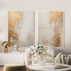 Eeuqiauot Beige and Gold Canvas Wall Art Abstract Gold Painting