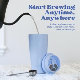Bruetta Classic Collection Travel Tea Tumbler - Wide Mouth, Double Insulation, Zero Waste - Periwinkle