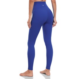 HeyNuts Yoga Pro Full Length Yoga Leggings for Women, Buttery Soft High Waisted Compression Workout Lounge Yoga Pants 28" Sapphire Blue L(12)