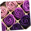 Healvian 18pcs Floral Scented Soap Flower Rose Petals Gradient Purple