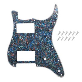 DIAO79NI Pro 11 Hole HH Guitar Strat Pickguard Humbucker for American/Mexican Fender Standard Stratocaster Modern Style, Aged Pearl, 4ply.