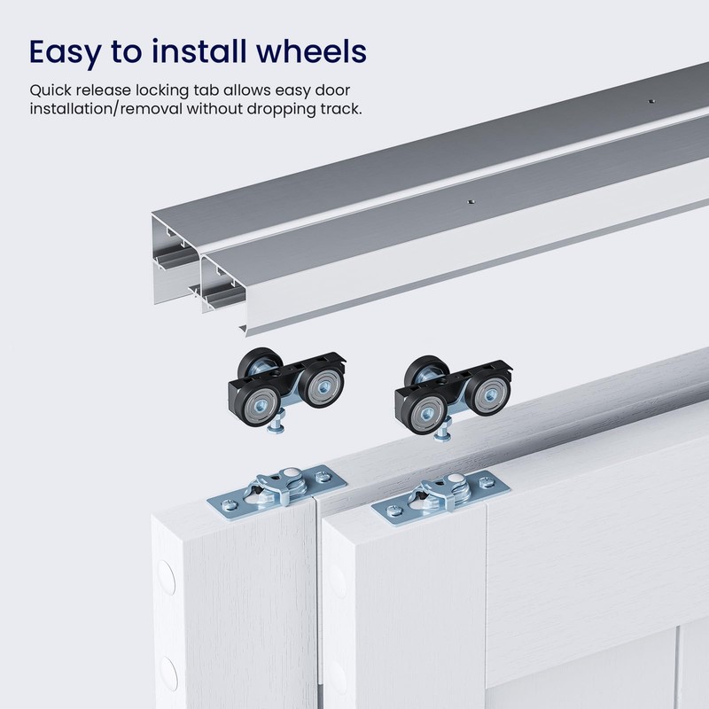 SMARTSTANDARD 60"/5FT Bypass Sliding Door Hardware Kit for Cabinet Closet,