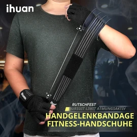 ihuan Ventilated Fitness Gloves with Wrist Strap Support for Men and Women | Black Training Gloves | Full Palm Protection for Weight Lifting, Training, Fitness, Pull-Ups