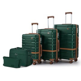 NEISIA Luggage Sets 3 Piece with TSA Lock Hardside PC+ABS Carry On Suitcase with Spinner Wheels Lightweight Rolling Travel Luggage Sets with YKK Zippers (Dark Green)