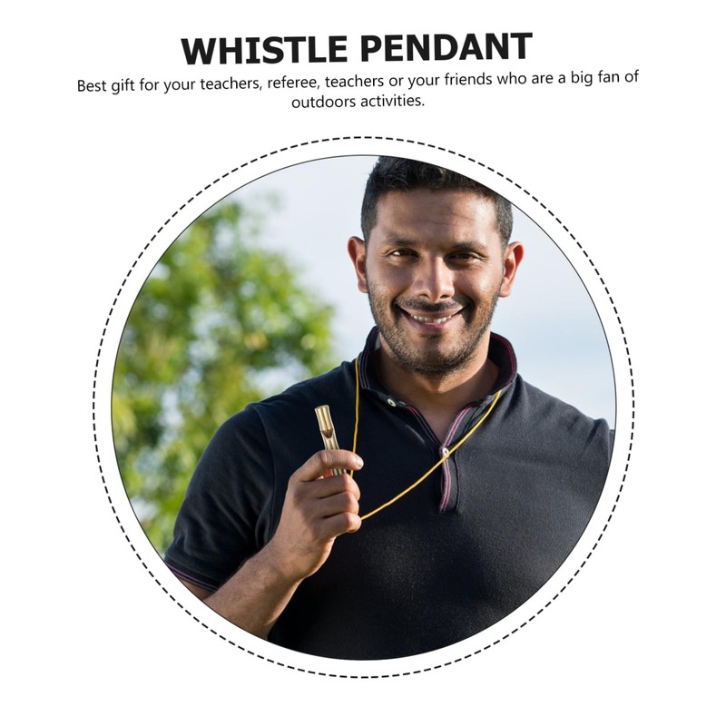 Sosoport 5sets Loud Brass Survival Whistle Pendant Essential Outdoor Accessory