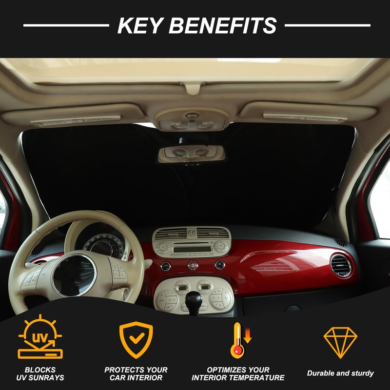 Car sun visor suitable for Fiat 500 2010-2024, car windscreen