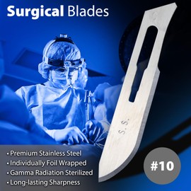 200PCs Dental Grade #10 Stainless Steel Sterile Surgical Blades by JEVOLVE | Individually Wrapped High Stainless Steel Dermablade Surgical Blade