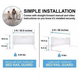 TOTCRAFT Bed Rail for Toddlers & Infants – Kids Bed Safety Guard rail White .