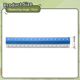 HARFINGTON Straight Ruler 15cm Metric Plastic Aluminum Alloy Protractor Ruler Geometric Measure Tool for Architect Artist Office, Blue