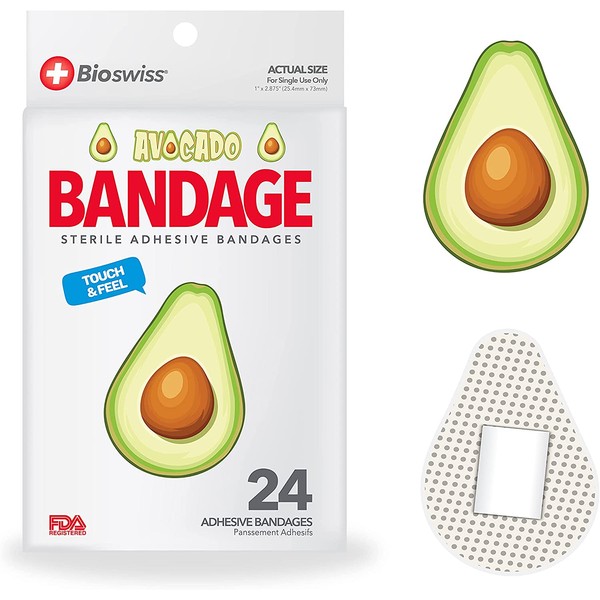 BioSwiss Novelty Bandages Self-Adhesive Funny First Aid, Novelty Gag Gift 24PCS (Avocado)