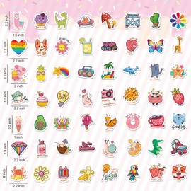 RINOLY 100 PCS Cute Stickers for Kids, Water Bottle Sticker for Teens,Waterproof Vinyl Kawaii Stickers for Water Bottles,Skateboard,Laptop,Girls Boys Classroom Prizes