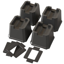 Napnapday 4 Pack Bed Risers 3 Inch Heavy Duty Bed Elevators Lifts Fits to Wheels of Furniture, Sofa, Table and Couch, Black