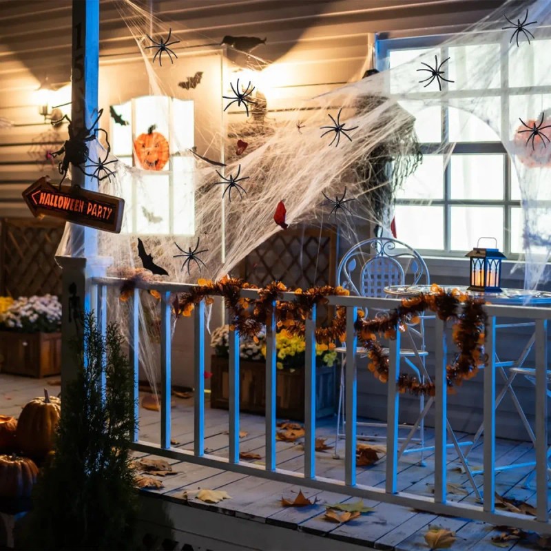 Telaraña Y Plástico Araña Halloween Decoración Dia De Muerto