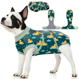 PetWarm Dog Neuter Recovery Suit Male,Recovery Suit for Dogs Bodysuit for Abdominal Wounds Skin Disease,Professional Pet Recovery Shirt Dog Abdominal Wounds Bandages,Duck Pattern,Green,2XL