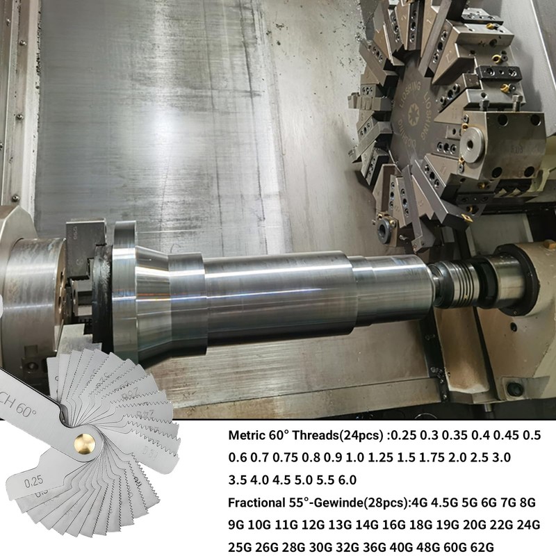 52 Sheets Stainless Steel Thread Gauge Set, Metric 60° and