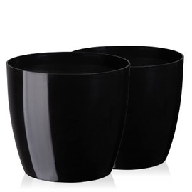 Tymar Pack of 2 Round Shape Planter (Black, Diameter 9.5 cm)