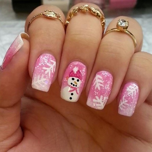 Christmas Press on Square Nails Short Length Glossy Acrylic Square