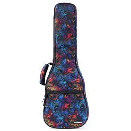 CLOUDMUSIC Ukulele Case Gig Bag Padded Backpack For Soprano 21" Inch(Soprano, Floral Fantasy)