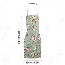 EUPSIIU Kitchen Apron for Women, Cooking Apron for Kitchen, Floral Aprons with Large Pockets, Adjustable Kitchen Apron, Chef Aprons, Vintage Apron, Apron for Cooking, Baking, Gartenar (Green)