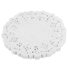 sourcing map 100 Pcs White Lace Paper Doilies 6.5 Inch Round Paper Doilies Tableware Disposable Paper Decorative Paper Placemats for Wedding, Birthday, Cakes, Desserts, Tableware Food