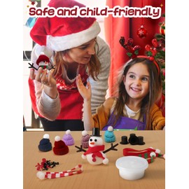 Cosweet 6 Pack Christmas Snowman Crafts Kit for Kids- Build a Snowman Kit with Air Dry Clay Xmas Stocking Stuffers Gift for Party Favors Winter Activities DIY Crafts Sewing