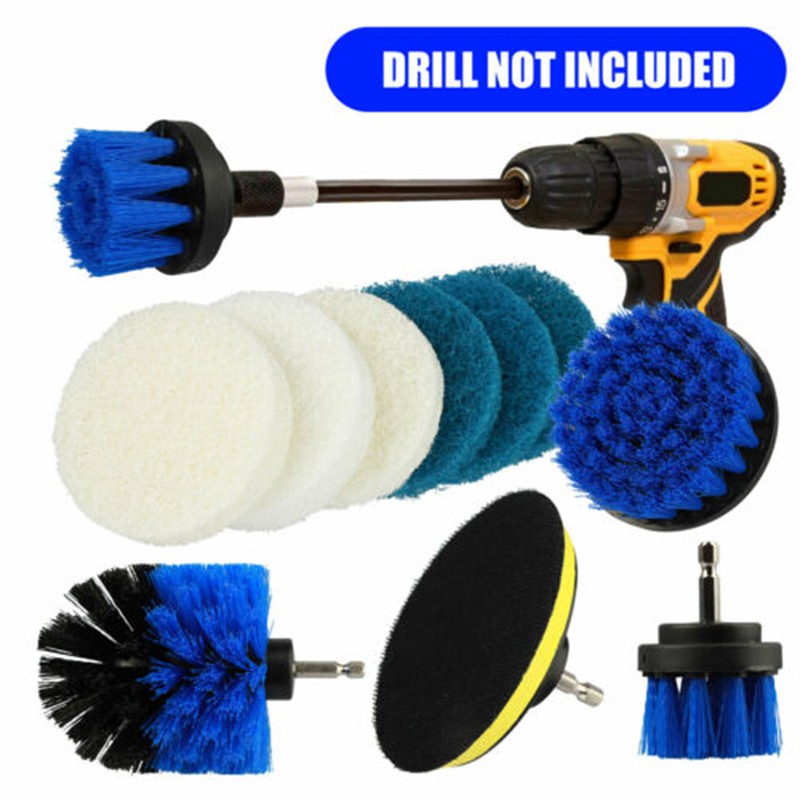 10Pcs Scrub Drill Brush Multi-purpose Kit Power Drill Cleaning Attachments