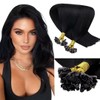 LaaVoo Bonded Real Hair Extensions, Keratin, Remy Hair, Black, 45