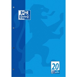 Oxford 100050354 School Notepad Lines 20 – A4, 50 Sheets/90 g/m², 4 Holes