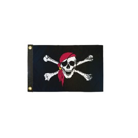 Red Bandana Jolly Roger 12x18" Grommeted Boat Flag for Boats, Yachts, ATVs, UTVs, Home Decor, Outdoor Decor