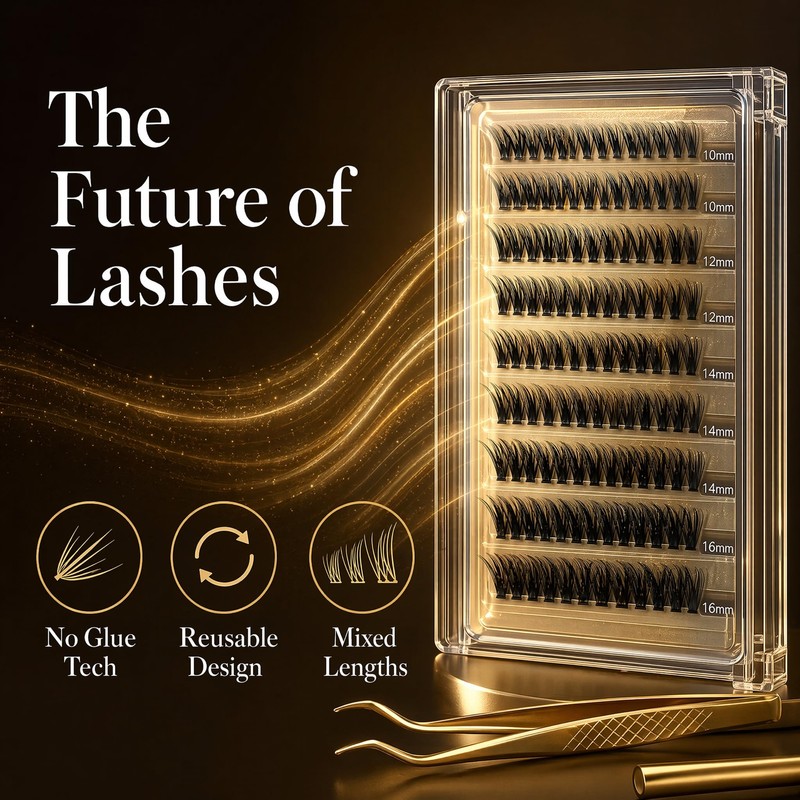 Pre Glued Cluster Lashes, Eyelash Clusters D Curl 10-16mm, 100PCS